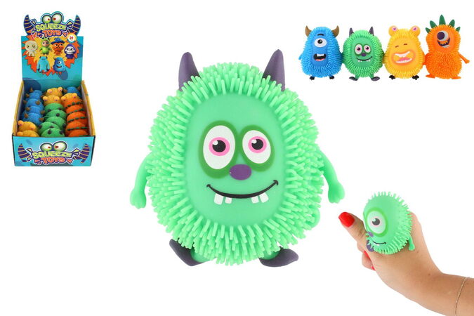 Příšera antistresová natahovací mačkací silikon 9cm 4 druhy v sáčku 24ks v boxu