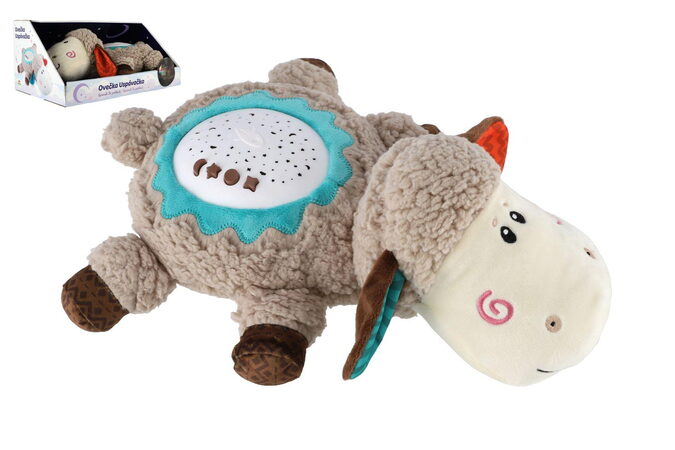 Ovečka uspávačka/usínáček projektor plyš/plast 35x22cm na baterie se zvukem,světlem v krabici 6m+