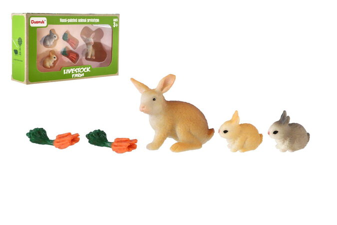 Králík/Králíček 3ks plast s doplňky v krabičce 16x9,5x4cm