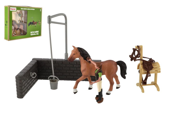 Sada farma kůň s doplňky plast v krabici 30x24x6cm