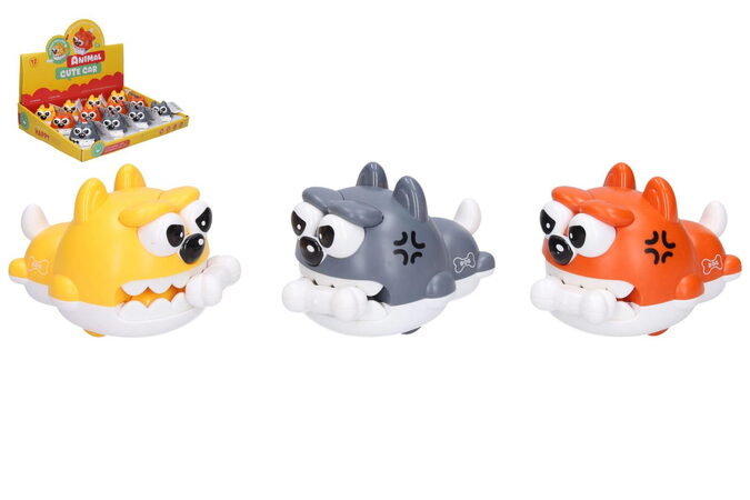 Pes s kostí na natažení plast 9cm 3 barvy 12ks v boxu