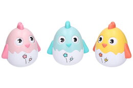 Roly Poly kuře plast 12cm se zvukem 3 barvy 9ks v boxu