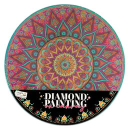 Kreativní sada diamantové malování mandala - květina zelená na kulatém plátně 30cm
