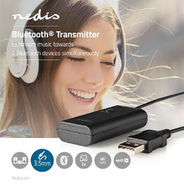 Nedis BTTR100BK bezdrátový Bluetooth audio vysílač, podpora 2 nezávislých stereo