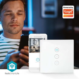 Nedis SmartLife chytrý WiFi nástěnný spínač záclon, rolet a žaluzií (WIFIWC10WT)