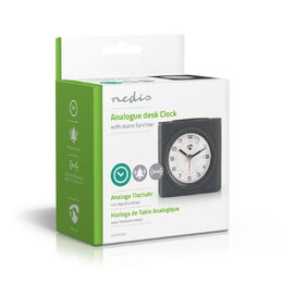 Nedis CLDK004GY stolní ručičkový budík, čtvercový šedý