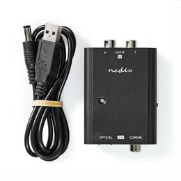 Nedis ACON2508BK převodník analog stereo RCA na TosLink + S/PDIF