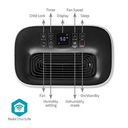 Nedis SmartLife chytrý WiFi odvlhčovač vzduchu, 20 l/den, sušení prádla, ventila