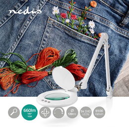 Nedis MAGL3WT pracovní lampa LED s lupou 3 dioptrie, 6500K, 10 W, 660 lm, ovládá