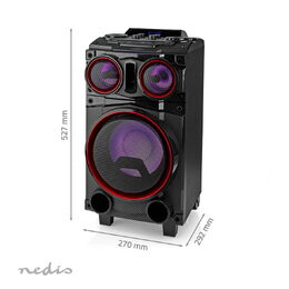 Nedis SPPT800BK Bluetooth párty box 120W, AUX, USB, SD slot, 6.5 hod. přehrávání