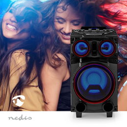 Nedis SPPT800BK Bluetooth párty box 120W, AUX, USB, SD slot, 6.5 hod. přehrávání