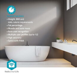 Nedis SmartLife Osobní Váha | Bluetooth® | BMI / BMR / Hmotnost / Kosti / Svaly