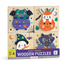 Mudpuppy Dřevěné halloweenské puzzle sada 4 puzzle