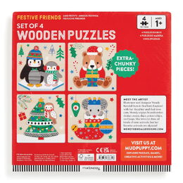 Mudpuppy Dřevěné vánoční puzzle sada 4 puzzle