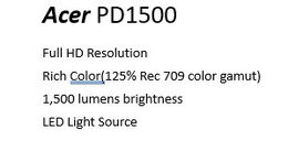 Projektor Acer PD1500 DLP, Full HD, 16:9,