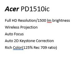 Projektor Acer PD1510ic DLP, Full HD, 16:9,