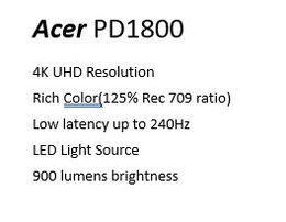 Projektor Acer PD1800 DLP, UHD, 16:9,