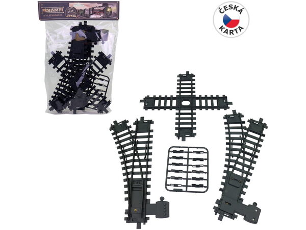 Hračka MaDe Koleje sada, 22 cm, 1 x křížení, 2 x vyhýbka, spojky