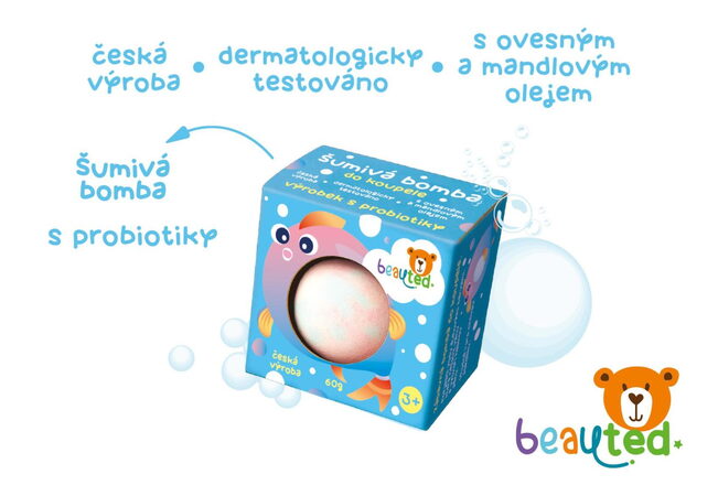 Šumivá bomba do koupele s probiotiky beauted v krabičce