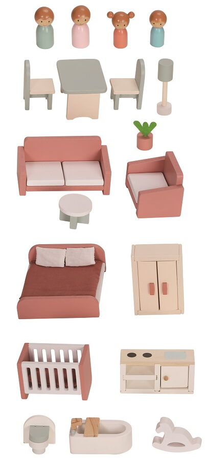 2Kids Toys Domeček s panenkami růžový