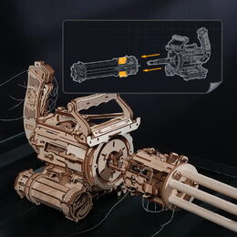 RoboTime 3D Dřevěné mechanické puzzle ROKR Rotační kulomet LQA01