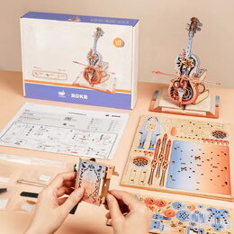 RoboTime 3D skládačka hrací skříňky Kouzelné violoncello (mechanický pohon)