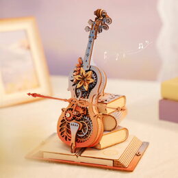 RoboTime 3D skládačka hrací skříňky Kouzelné violoncello (mechanický pohon)