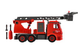 Auto hasiči šroubovací plast 36cm stříkací vodu na setrvačník na bat. se zvukem se světlem v krabici