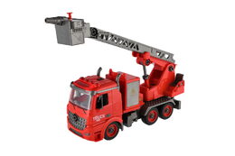 Auto hasiči šroubovací plast 36cm stříkací vodu na setrvačník na bat. se zvukem se světlem v krabici