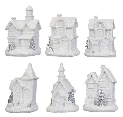 Strend Pro MagicHome LED vánoční domeček bílý 6x8cm, 2xLR44, IP20, teplá bílá (2