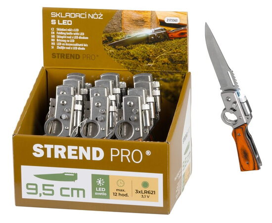 Strend Pro zavírací nůž s LED světlem 21cm dřevo (2173363)