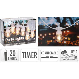PROGARDEN Světelný řetěz LED PARTY 20 žárovek bílý KO-LE2200170