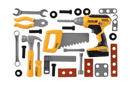 Sada nářadí plast s aku vrtačkou 16x17cm na baterie se zvukem v plastovém boxu 26x25x9cm