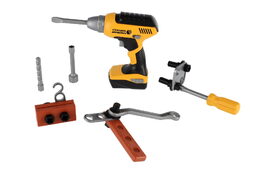 Sada nářadí plast s aku vrtačkou 16x17cm na baterie se zvukem v plastovém boxu 26x25x9cm