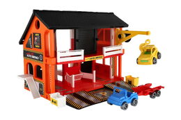 Auto servis 2 patra + 3 auta plast v krabici 59x39x15cm  Wader