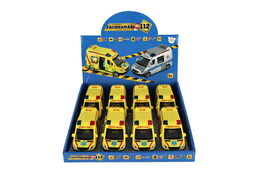 Auto záchranáři, ambulance plast 14,5cm na baterie se světlem, zvukem na setrvačník 8ks box