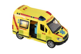 Auto záchranáři, ambulance plast 14,5cm na baterie se světlem, zvukem na setrvačník 8ks box