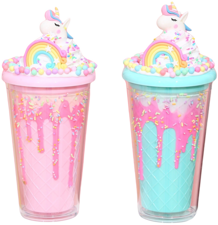Kelímek s víčkem a brčkem Duhový jednorožec 480ml - více variant