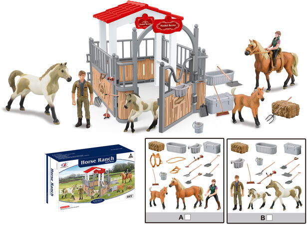 Zvířátka z farmy - Malá jezdecká dráha s příslušenstvím 2 druhy