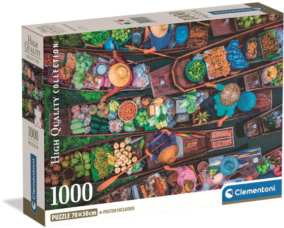Clementoni - Puzzle 1000 Thajský plovoucí trh