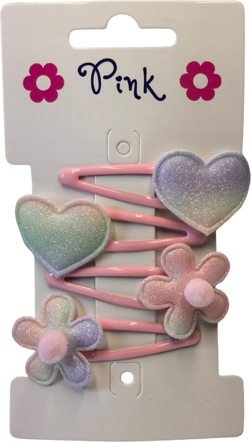 Sponky do vlasů 4ks - Kytka a Srdce