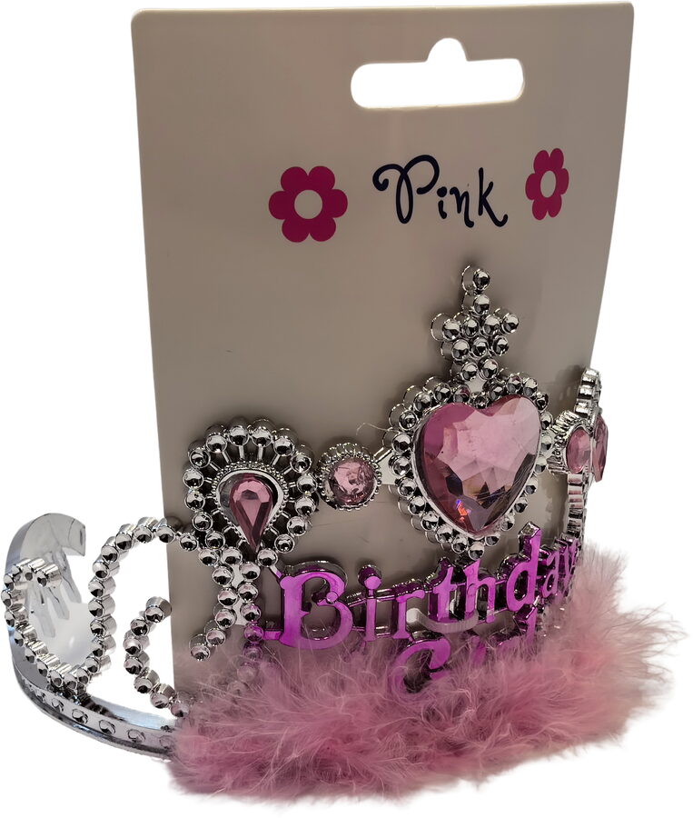 Čelenka Happy Birthday s růžovým peřím