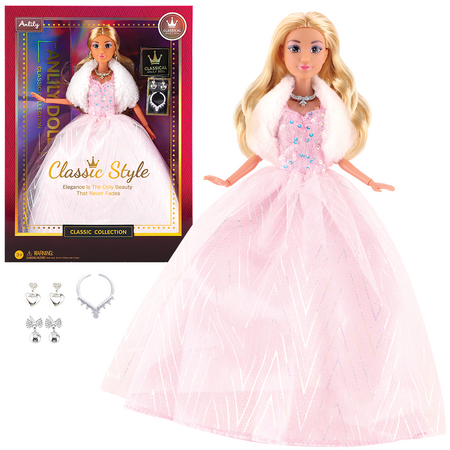 Módní panenka ve společenských šatech - světle růžové