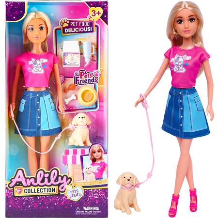 Panenka s pejskem na vodítku