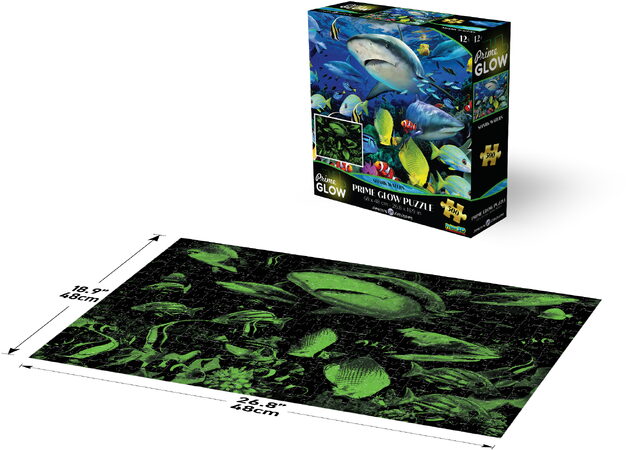 PRIME 3D Svítící PUZZLE - Neonové puzzle Žralok 500 dílků