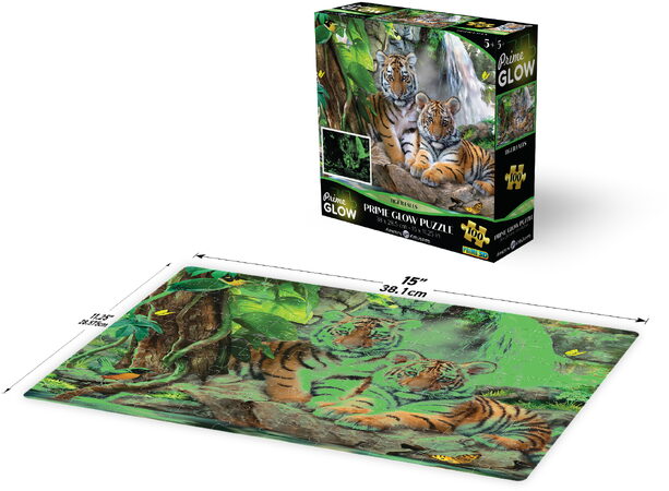 PRIME 3D Svítící PUZZLE - Tygr u vodopádu 100 dílků