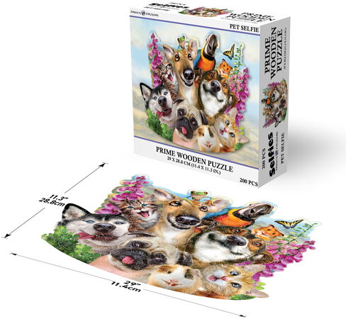 PRIME 3D Dřevěné PUZZLE - Selfie se zvířátky 200 dílků