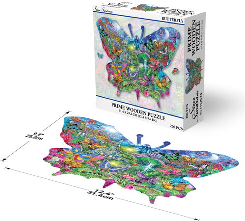 PRIME 3D Dřevěné PUZZLE - Motýl 200 dílků