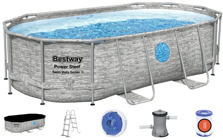 BESTWAY 56714 - Bazén s konstrukcí Steel Pro MAX™ 427 x 250 x 100 cm + kartušová filtrace