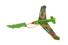 Vystřelovací letadlo plast 25x14cm 2 barvy na kartě 21x25x4cm